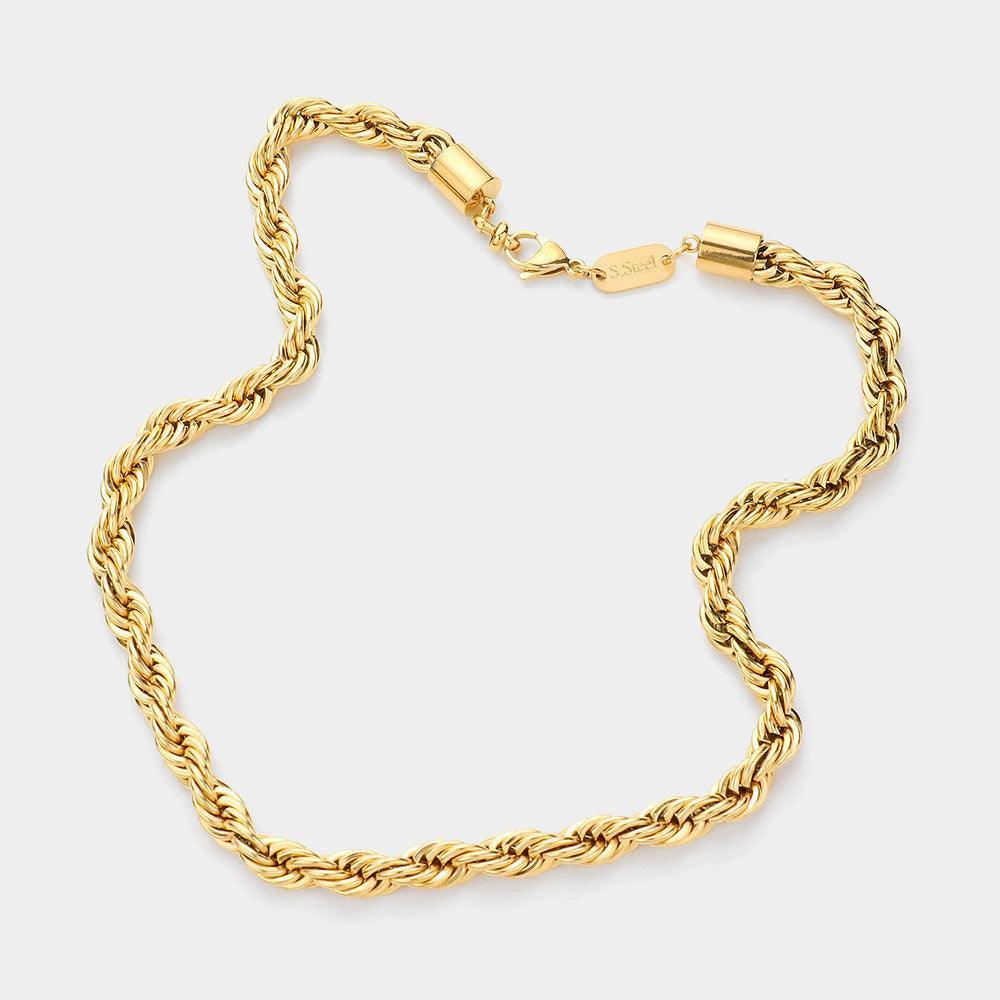 Gold 18K Gold Dipped Stainless Steel 18 Inch 8mm Rope Chain Necklace - Jewelry Store by Erik Rayo