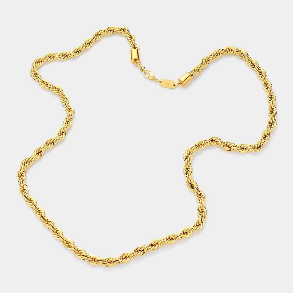 Gold 18K Gold Dipped Stainless Steel 30 Inch 8mm Rope Chain Necklace