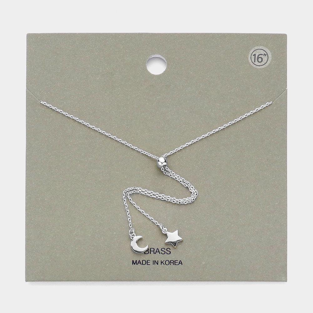 Brass Metal Star Crescent Pointed Necklace - Jewelry Store by Erik Rayo