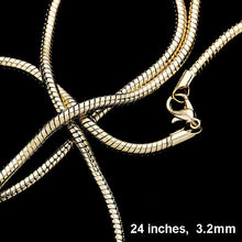 Load image into Gallery viewer, Gold 24 INCH, 3.2mm-Gold Plated Snake Chain Metal Necklace
