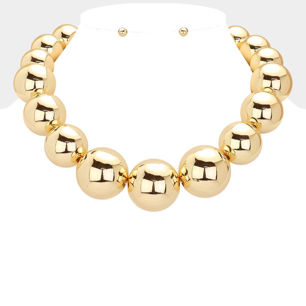 Gold Metal Ball Necklace