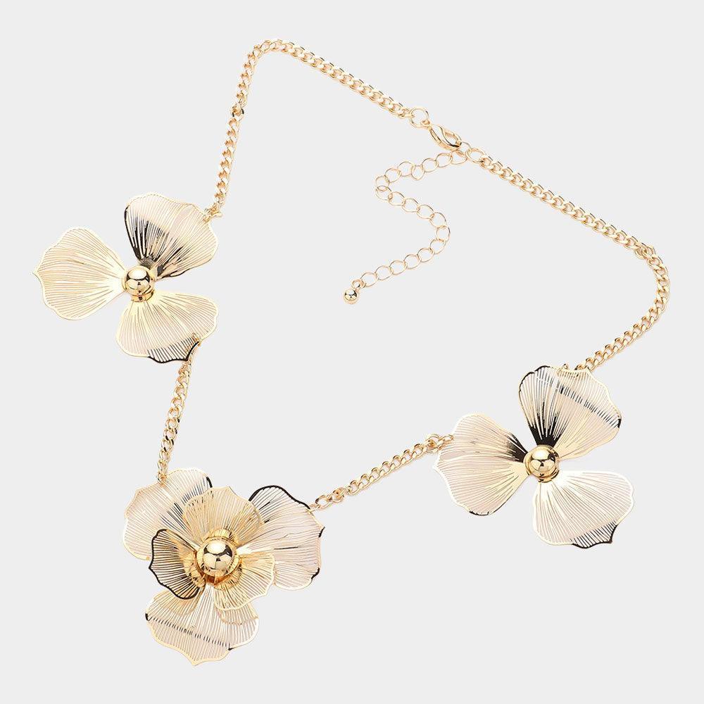 Gold Metal Flower Station Necklace - Jewelry Store by Erik Rayo