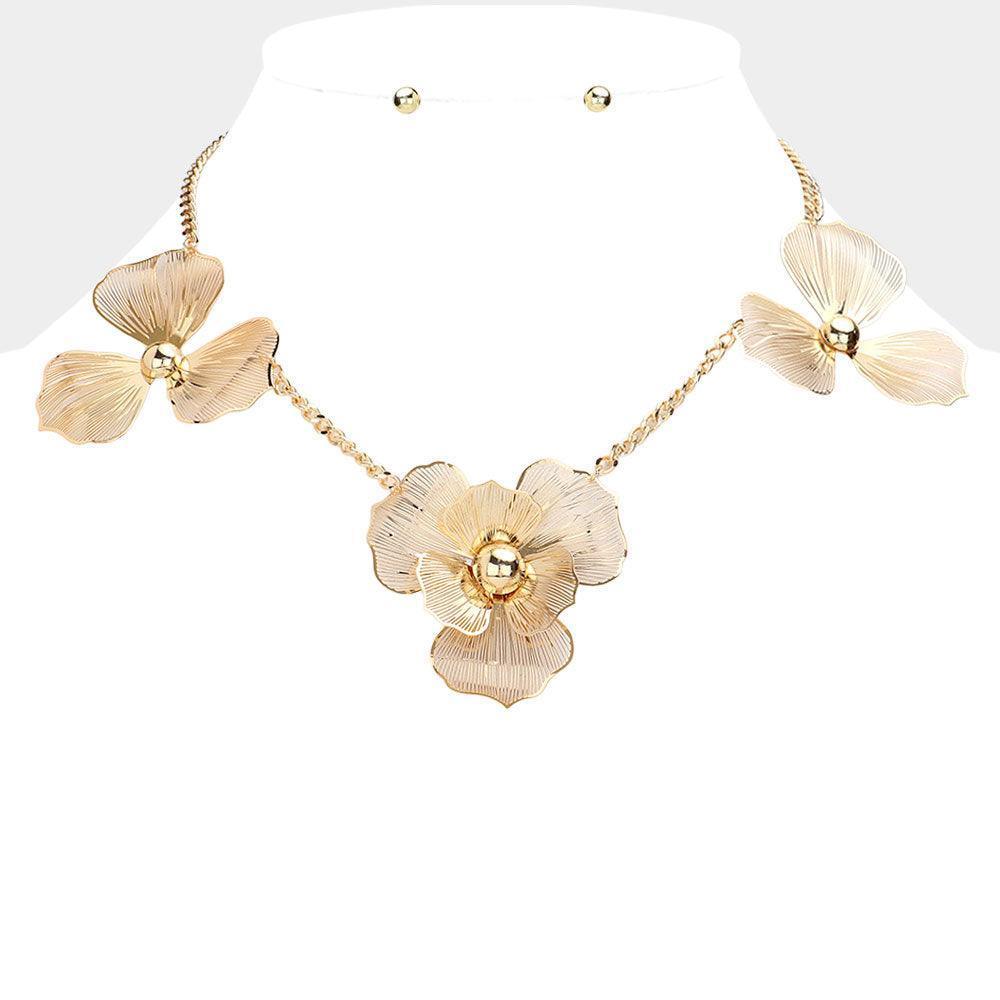 Gold Metal Flower Station Necklace - Jewelry Store by Erik Rayo