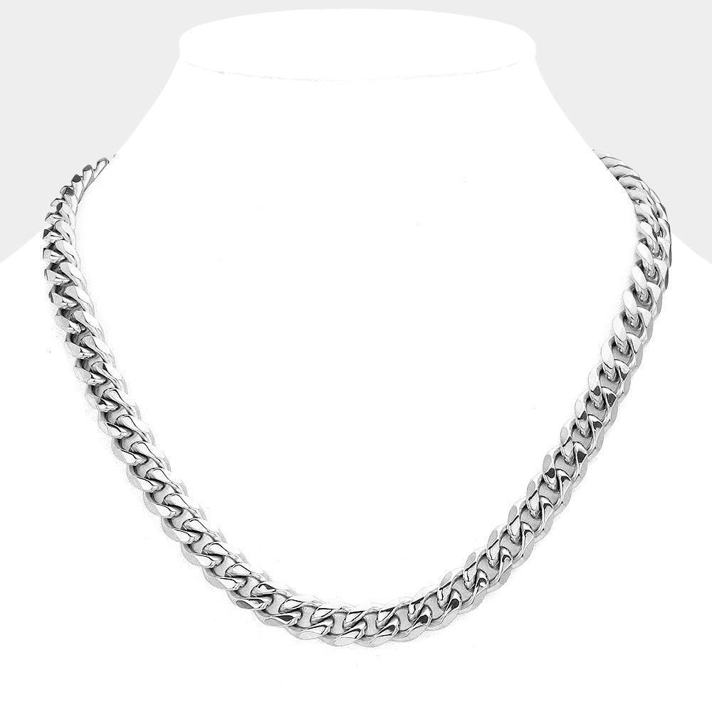 Stainless Steel 20 Inch 8mm 6 Diamond Cut Cuban Chain Necklace - Jewelry Store by Erik Rayo
