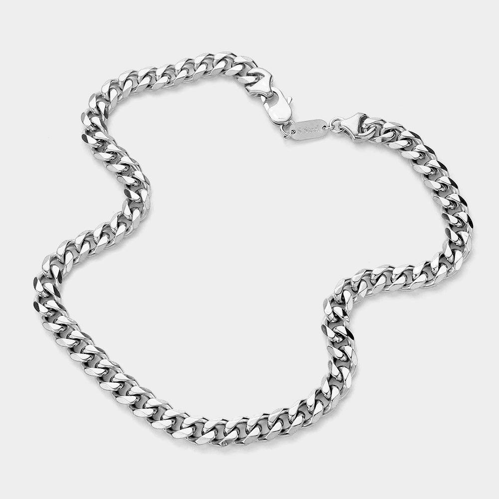 Stainless Steel 20 Inch 8mm 6 Diamond Cut Cuban Chain Necklace - Jewelry Store by Erik Rayo