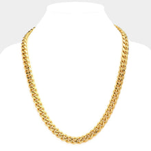 Load image into Gallery viewer, Gold 18K Gold Dipped Stainless Steel 24 Inch 8mm 6 Diamond Cut Cuban Chain Necklace
