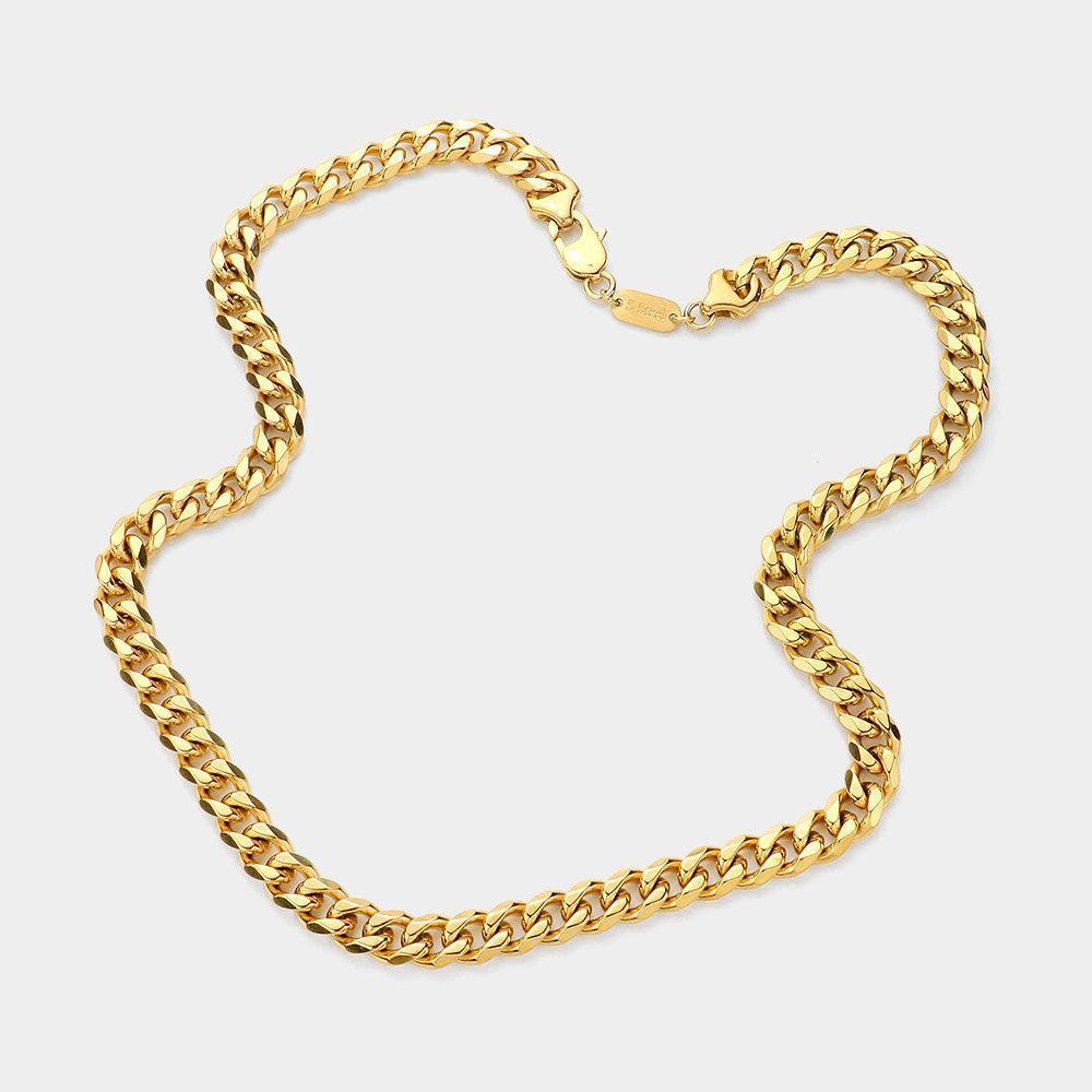 Gold 18K Gold Dipped Stainless Steel 24 Inch 8mm 6 Diamond Cut Cuban Chain Necklace - Jewelry Store by Erik Rayo
