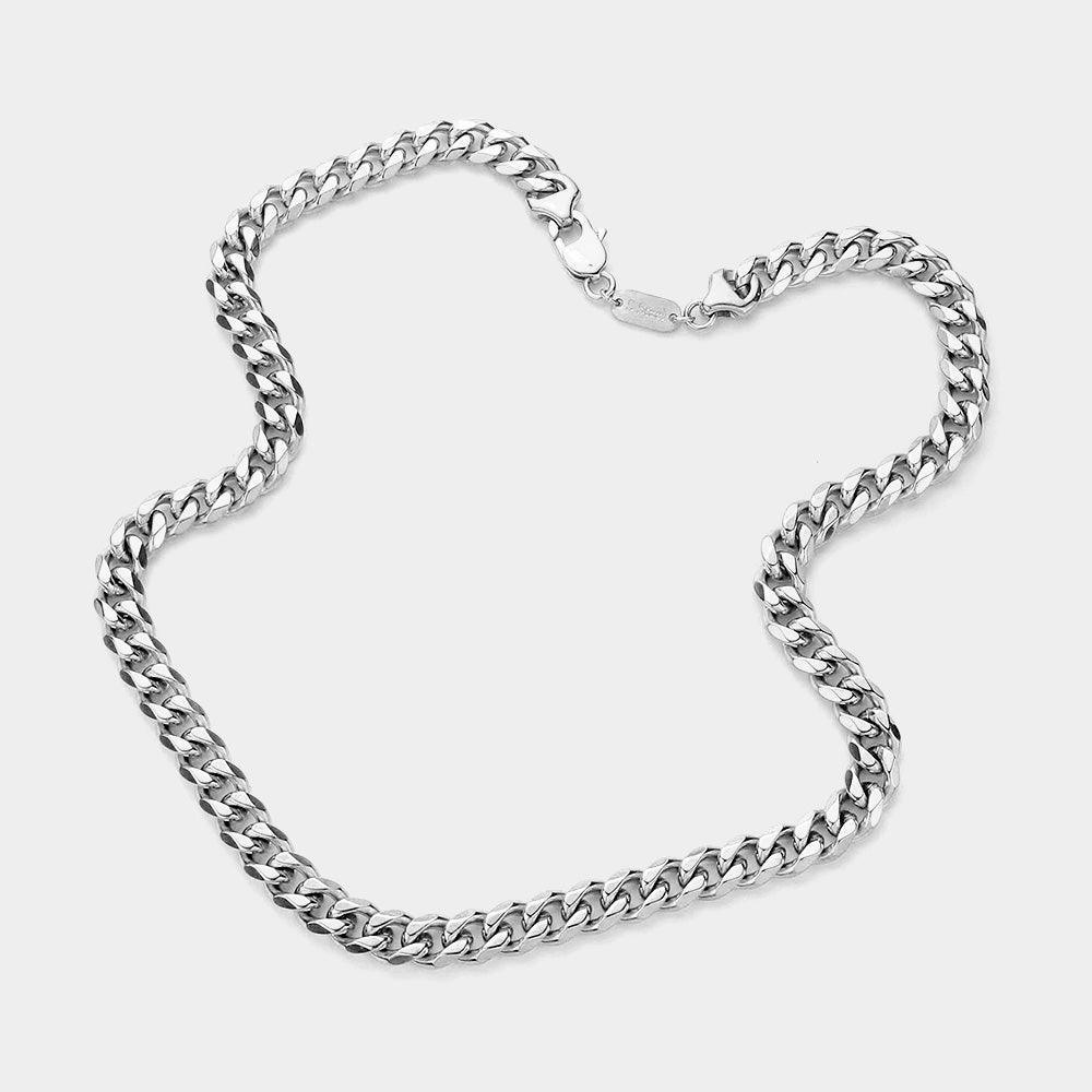 Stainless Steel 24 Inch 8mm 6 Diamond Cut Cuban Chain Necklace - Jewelry Store by Erik Rayo