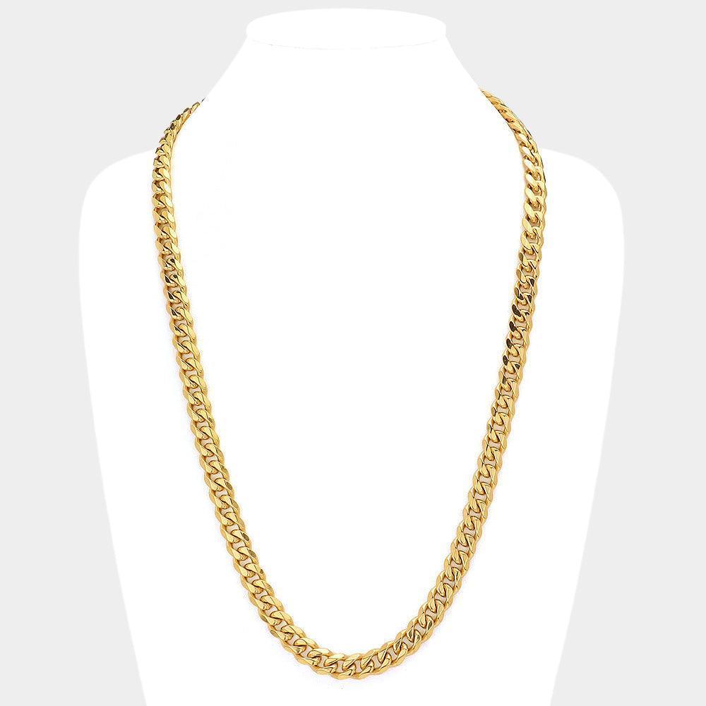 Gold 18K Gold Dipped Stainless Steel 30 Inch 8mm 6 Diamond Cut Cuban Chain Necklace - Jewelry Store by Erik Rayo