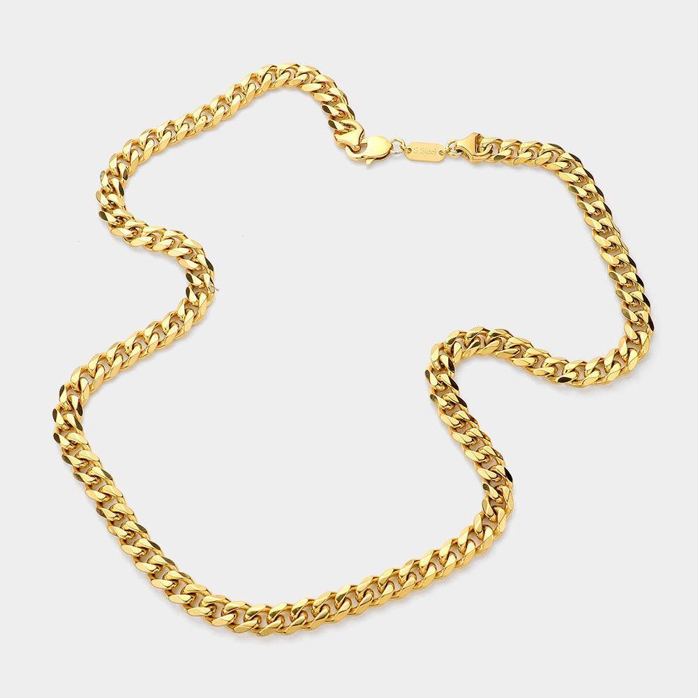 Gold 18K Gold Dipped Stainless Steel 30 Inch 8mm 6 Diamond Cut Cuban Chain Necklace - Jewelry Store by Erik Rayo