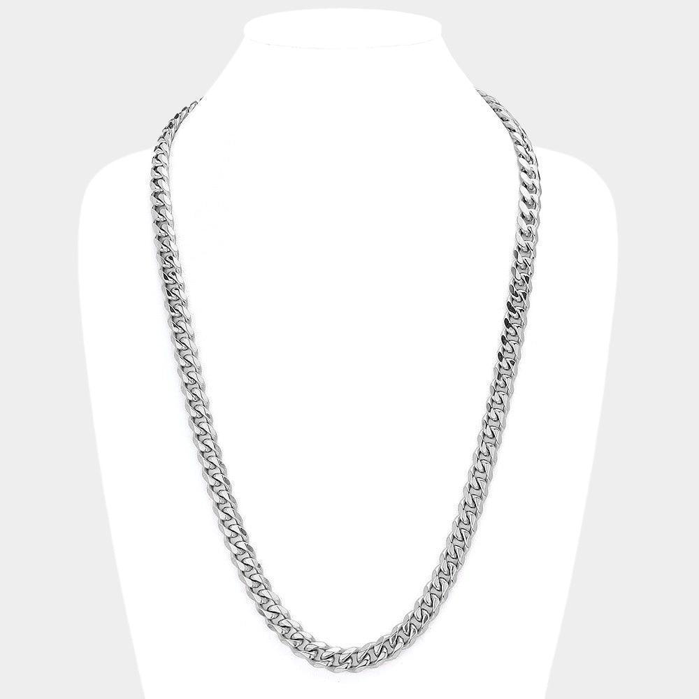 Stainless Steel 30 Inch 8mm 6 Diamond Cut Cuban Chain Necklace - Jewelry Store by Erik Rayo