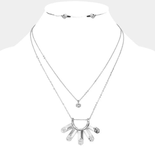 2-Layers Hammered Metal Pendant Necklace - Jewelry Store by Erik Rayo