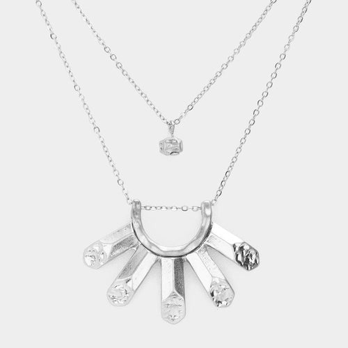 2-Layers Hammered Metal Pendant Necklace - Jewelry Store by Erik Rayo