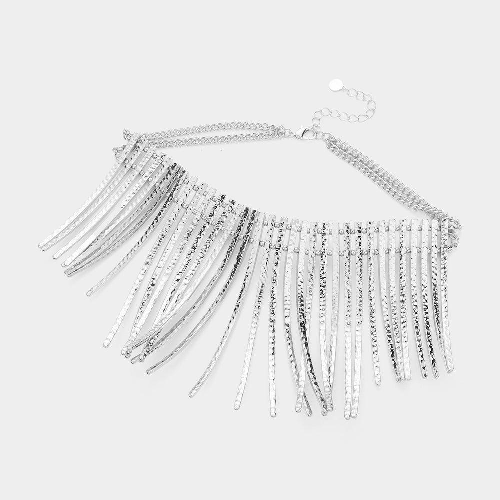 Curved metal bar fringe armor necklace - Jewelry Store by Erik Rayo