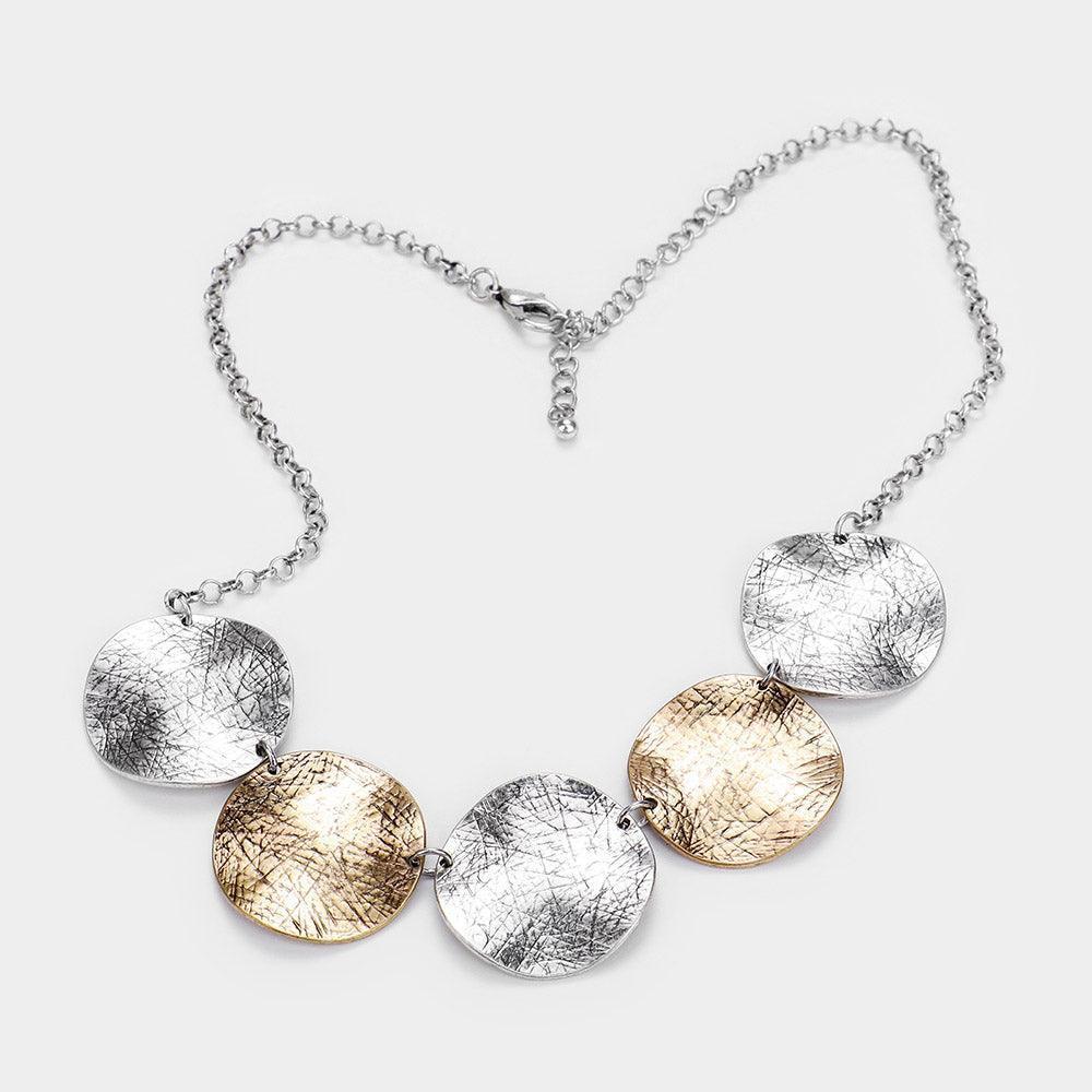 Two Tone Two Tone Textured Round Metal Necklace - Jewelry Store by Erik Rayo