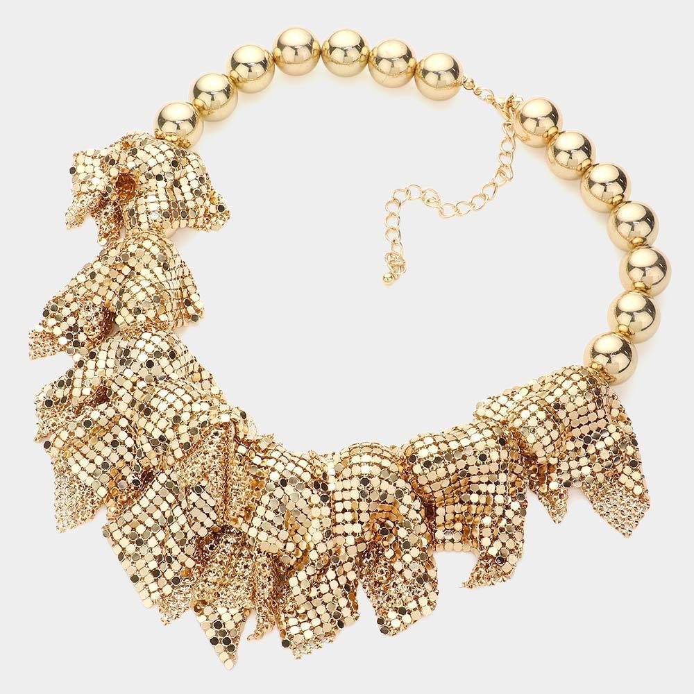 Gold Mesh Chain Metal Ball Necklace - Jewelry Store by Erik Rayo
