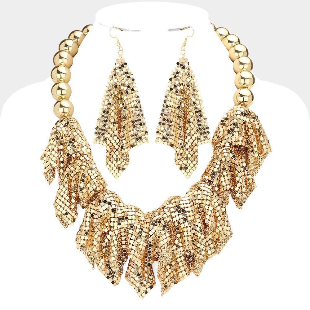 Gold Mesh Chain Metal Ball Necklace - Jewelry Store by Erik Rayo