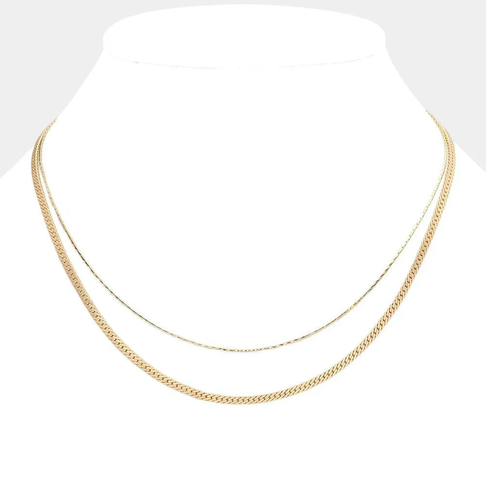 Gold Metal Chain Double Layered Necklace - Jewelry Store by Erik Rayo