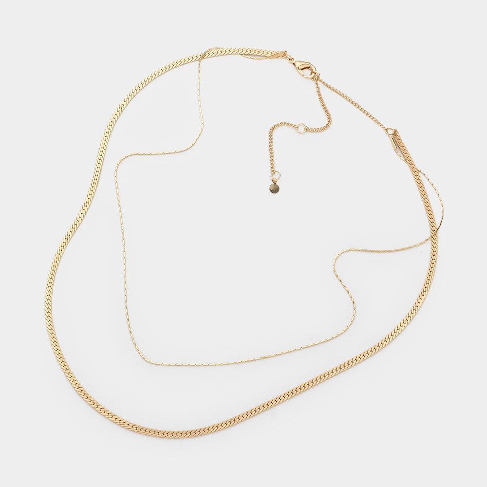 Gold Metal Chain Double Layered Necklace - Jewelry Store by Erik Rayo
