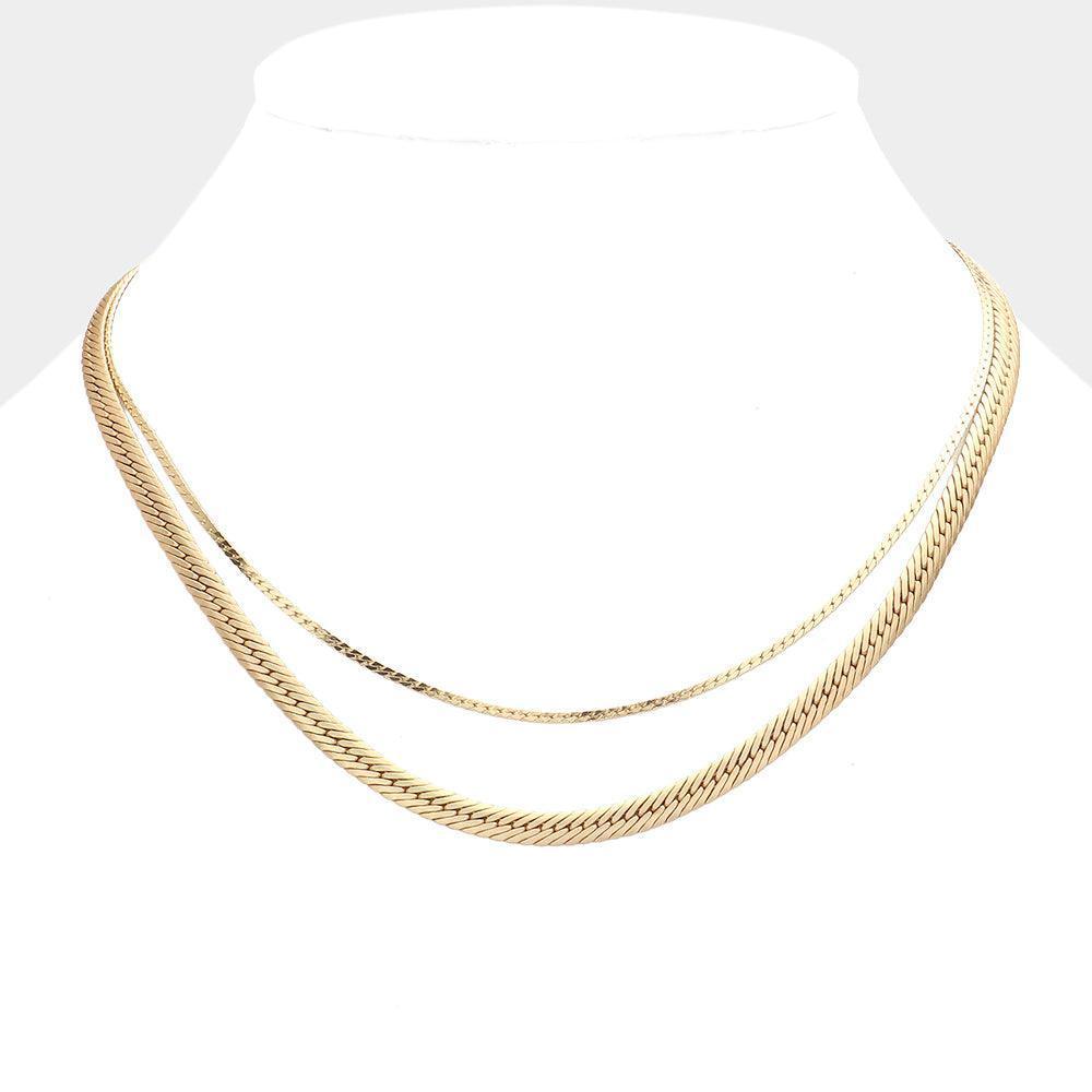 Gold Metal Chain Double Layered Necklace - Jewelry Store by Erik Rayo