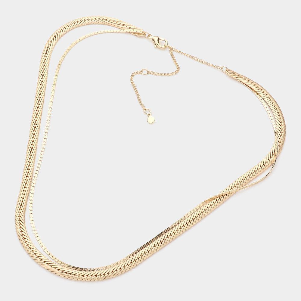 Gold Metal Chain Double Layered Necklace - Jewelry Store by Erik Rayo