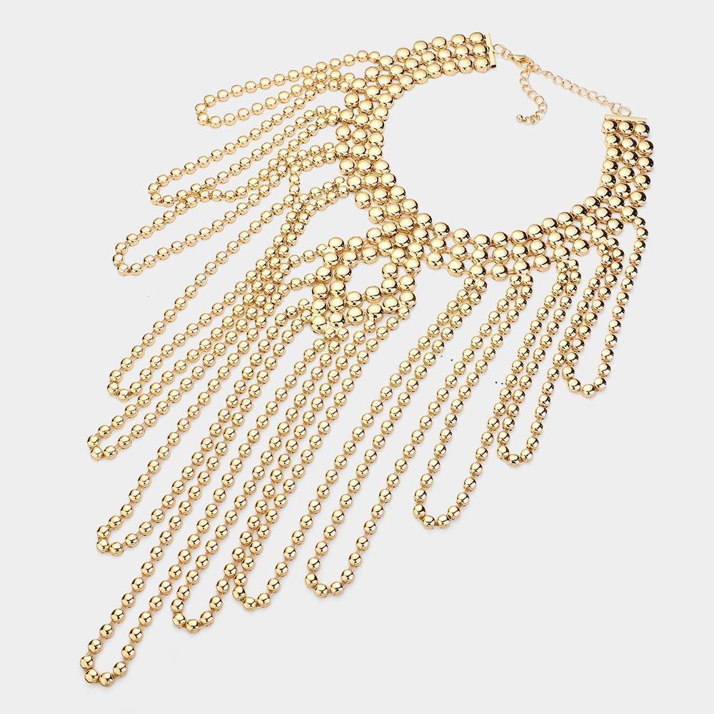 Gold Metal Ball Statement Necklace - Jewelry Store by Erik Rayo
