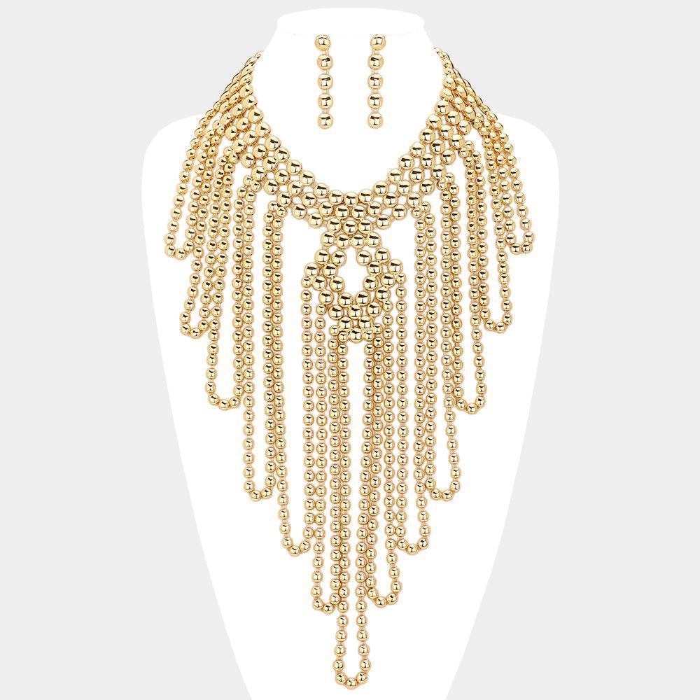 Gold Metal Ball Statement Necklace - Jewelry Store by Erik Rayo