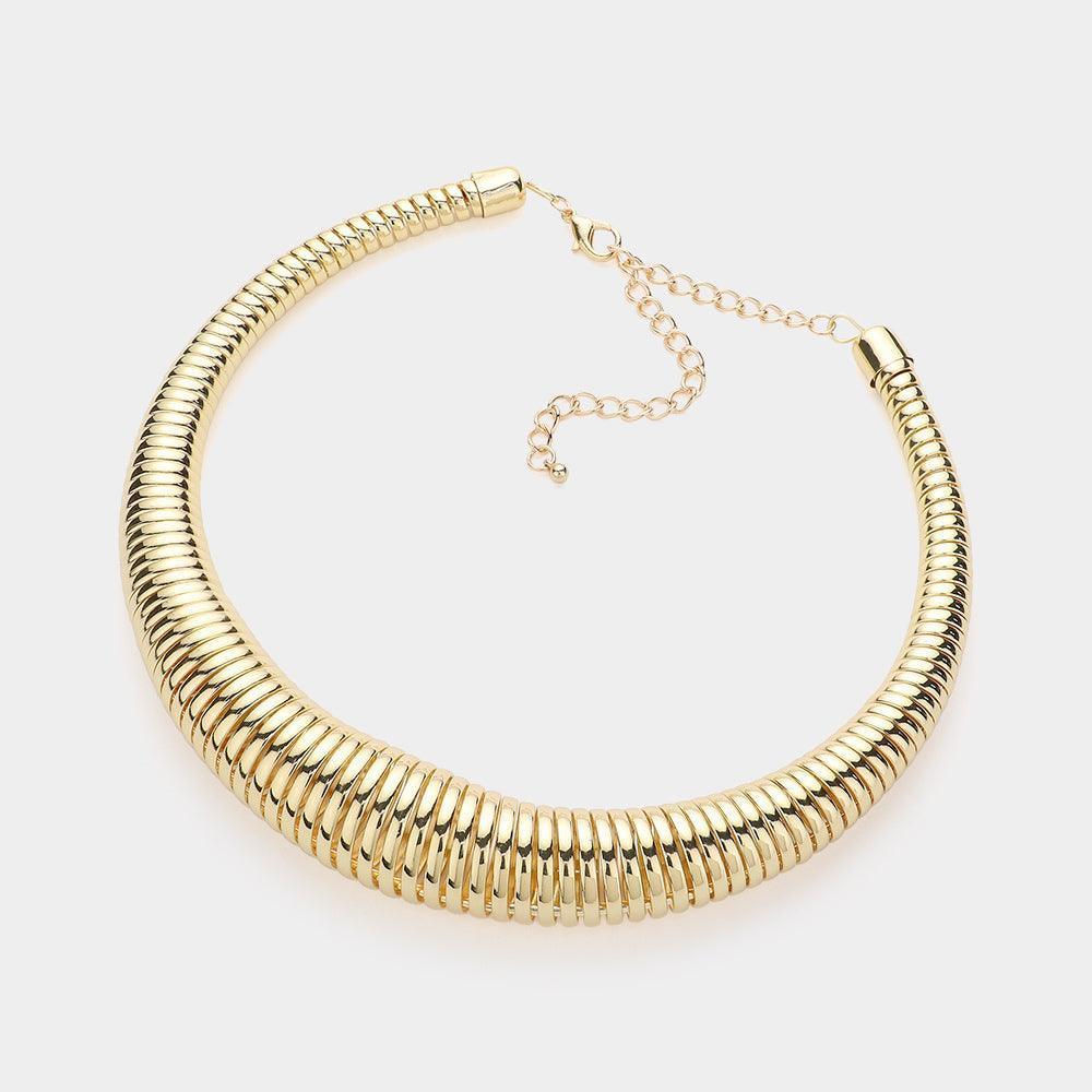 Gold Chunky Metal Spring Necklace - Jewelry Store by Erik Rayo