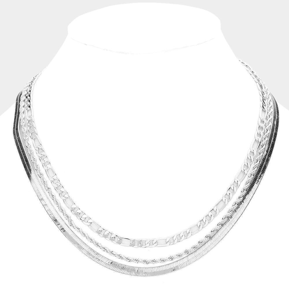 Triple Layered Metal Chain Bib Necklace - Jewelry Store by Erik Rayo