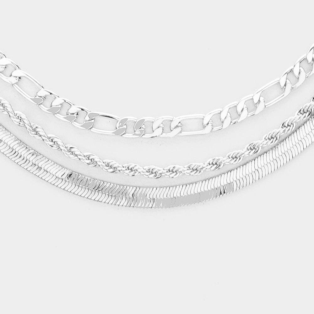 Triple Layered Metal Chain Bib Necklace - Jewelry Store by Erik Rayo