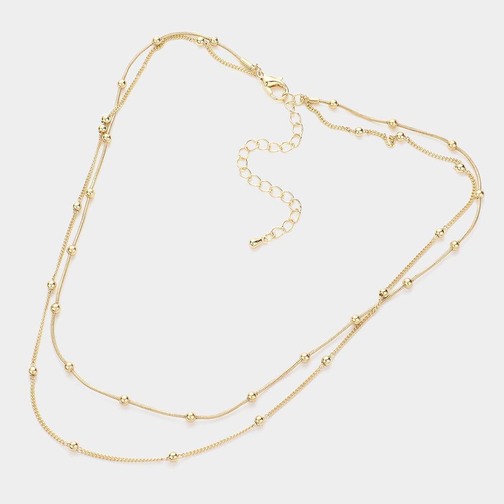 Gold Metal Ball Station Double Layered Necklace - Jewelry Store by Erik Rayo