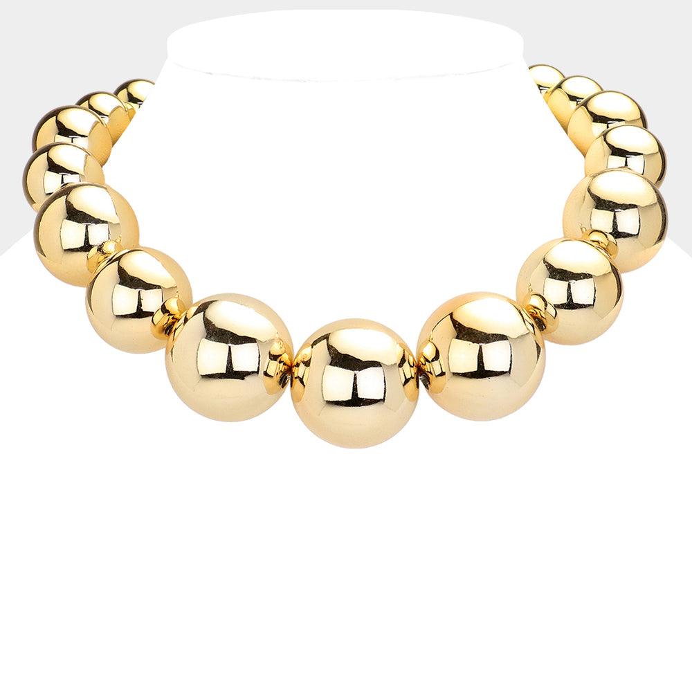 Gold Metal Ball Necklace