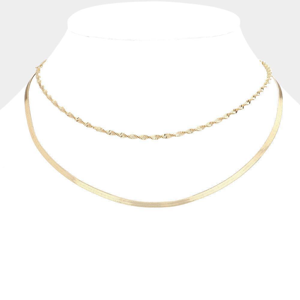 Gold Brass Metal Chain Double Layered Necklace - Jewelry Store by Erik Rayo