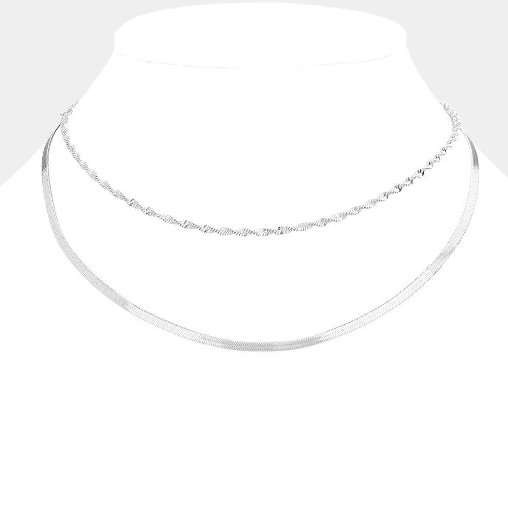 Brass Metal Chain Double Layered Necklace - Jewelry Store by Erik Rayo