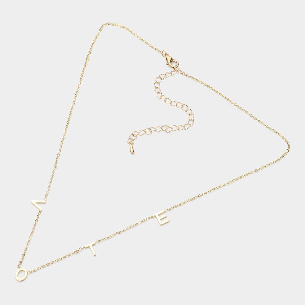 Gold Metal VOTE Initial Message Station Necklace - Jewelry Store by Erik Rayo