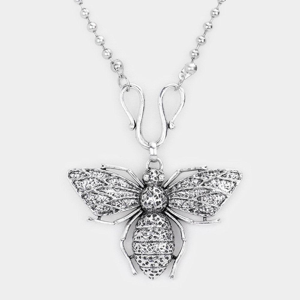 Silver Bumble Bee Pendant Metal Necklace - Jewelry Store by Erik Rayo