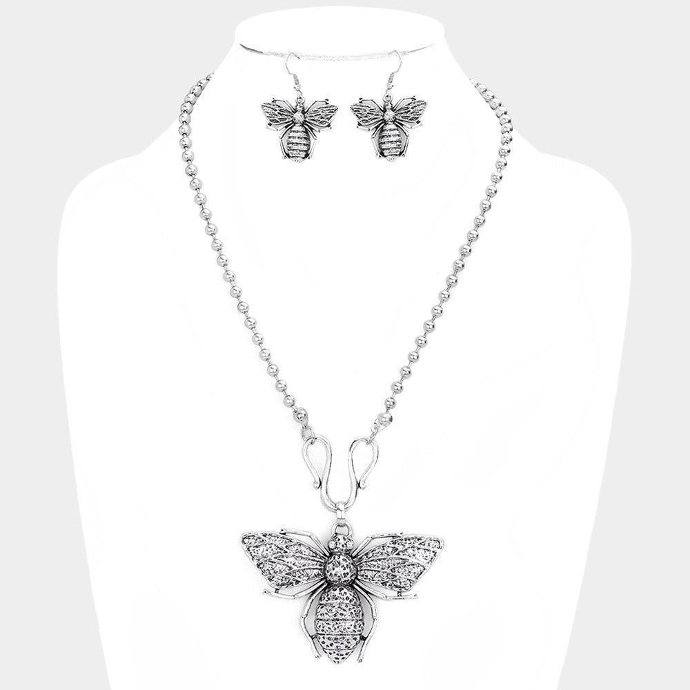 Silver Bumble Bee Pendant Metal Necklace - Jewelry Store by Erik Rayo