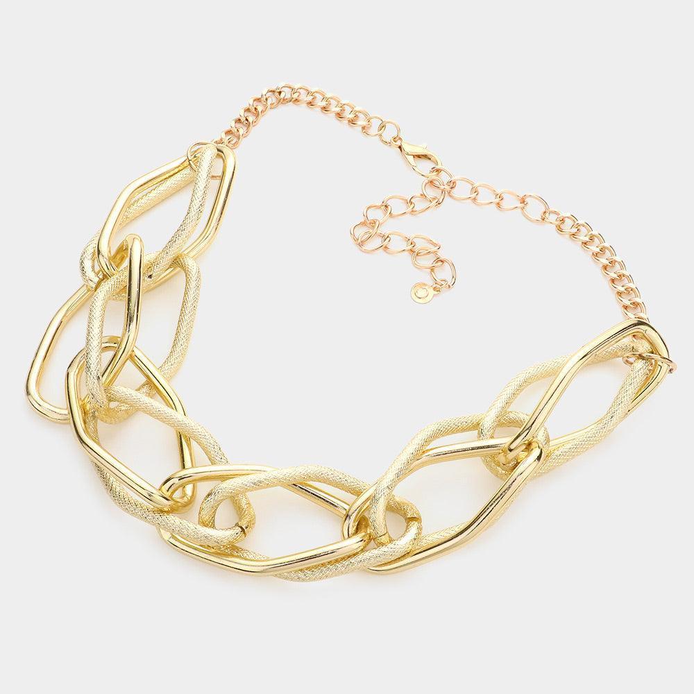 Gold Wavy Open Metal Link Necklace - Jewelry Store by Erik Rayo