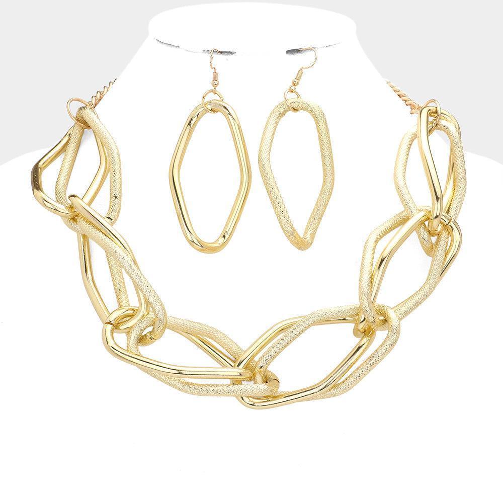 Gold Wavy Open Metal Link Necklace - Jewelry Store by Erik Rayo