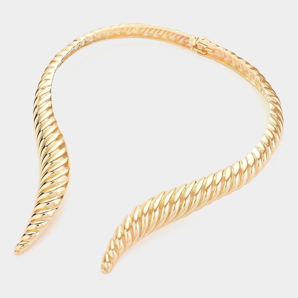 Gold Textured Metal Choker Necklace - Jewelry Store by Erik Rayo