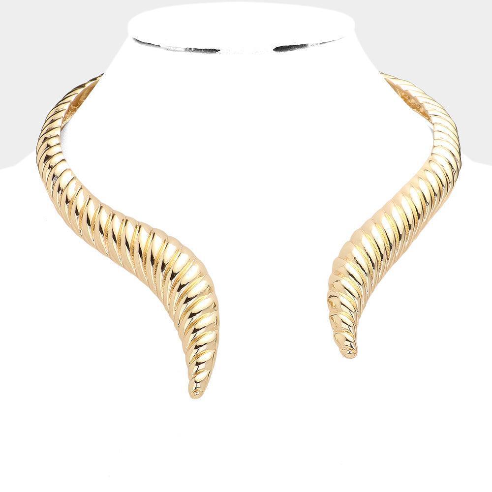 Gold Textured Metal Choker Necklace - Jewelry Store by Erik Rayo