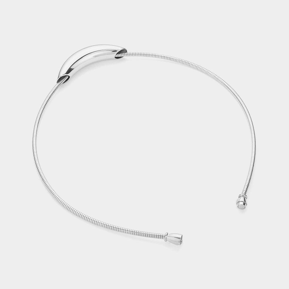 Silver Stainless Steel Metal Bar Pendant Snake Chain Necklace - Jewelry Store by Erik Rayo