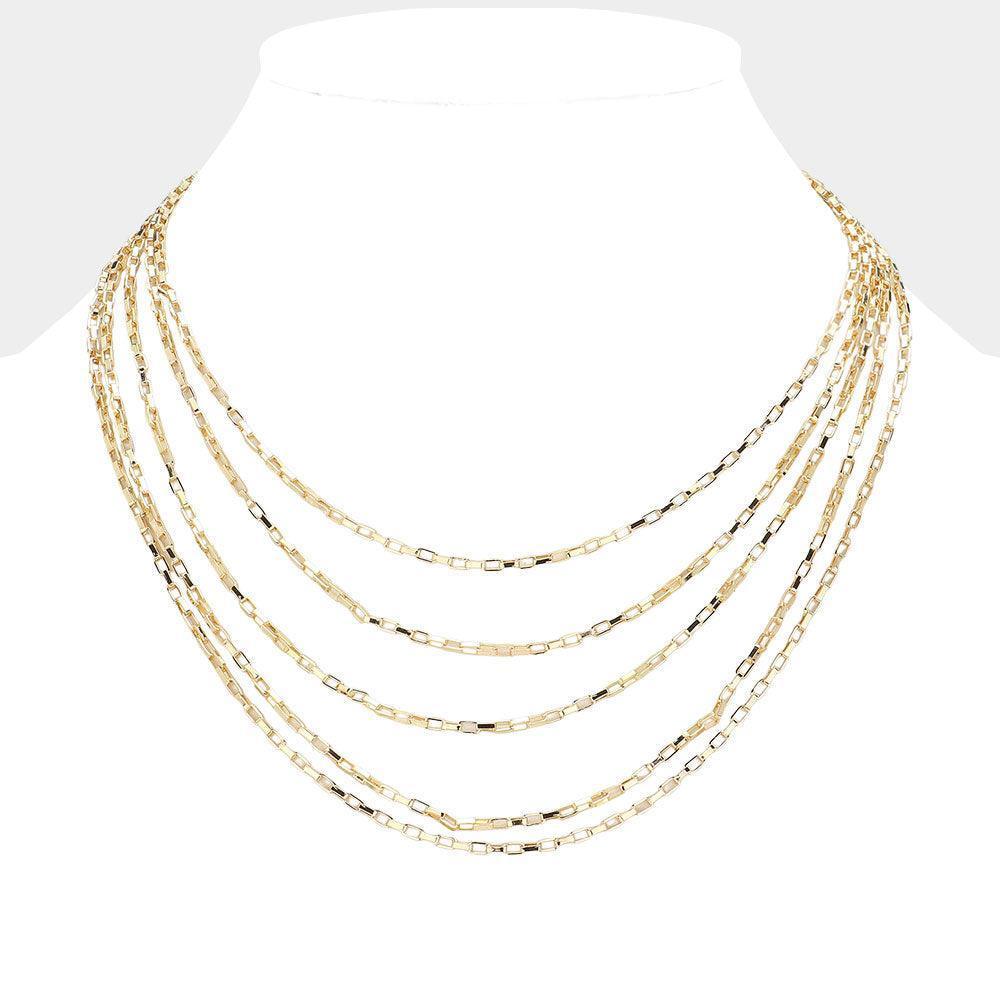 Gold Meta Chain Multi Layered Necklace - Jewelry Store by Erik Rayo