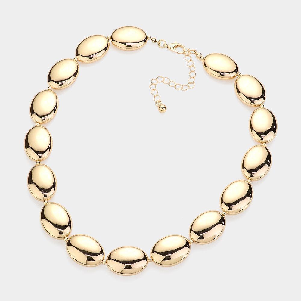 Gold Metal Pebble Necklace - Jewelry Store by Erik Rayo
