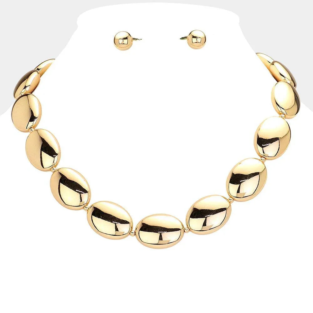 Gold Metal Pebble Necklace - Jewelry Store by Erik Rayo