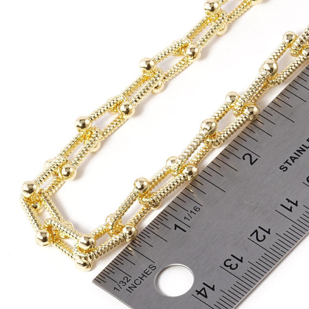 Gold Gold Dipped Textured Metal Hardware Chain Necklace - Jewelry Store by Erik Rayo