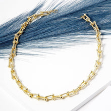 Load image into Gallery viewer, Gold Gold Dipped Textured Metal Hardware Chain Necklace
