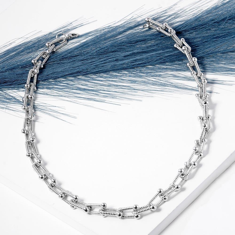 Gold White Gold Dipped Textured Metal Hardware Chain Necklace - Jewelry Store by Erik Rayo