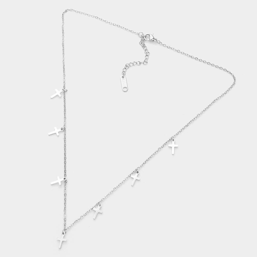 Metal Cross Charm Station Necklace - Jewelry Store by Erik Rayo