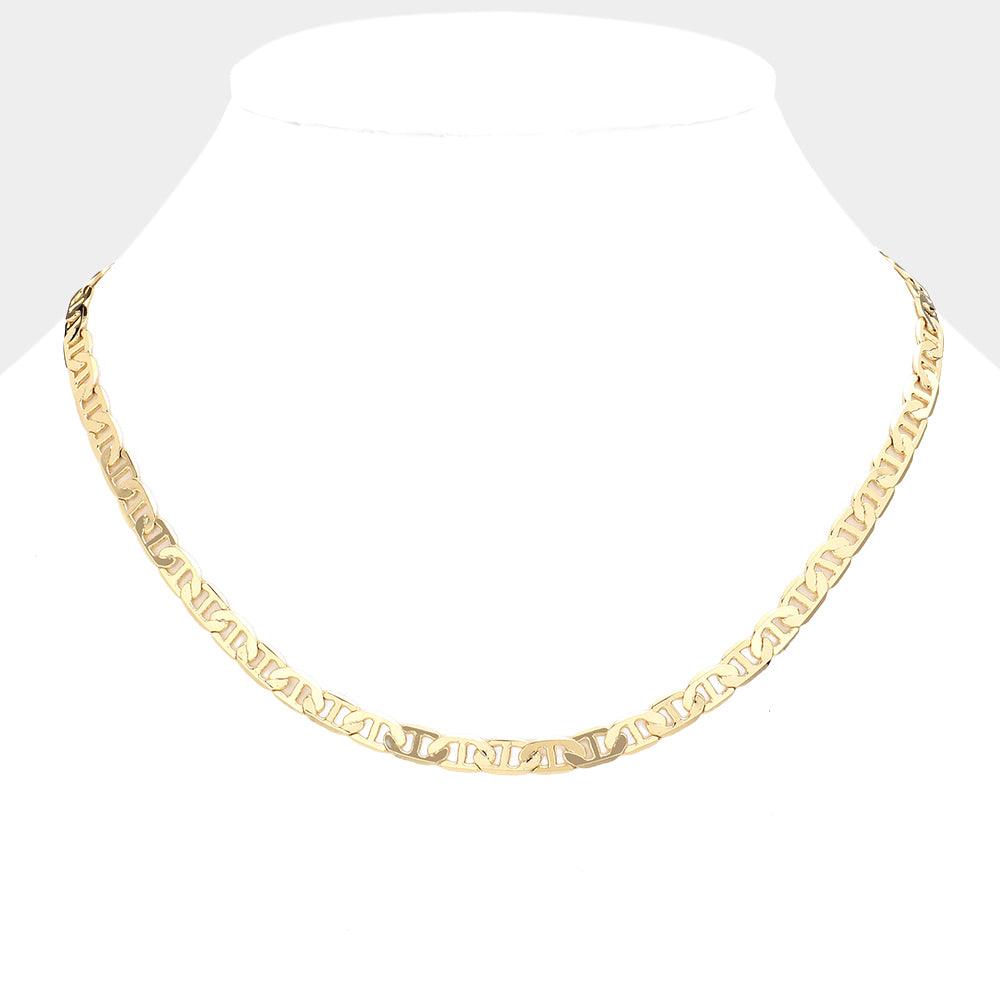 Gold Gold Plated 18 Inch 4mm Mariner Metal Chain Necklace